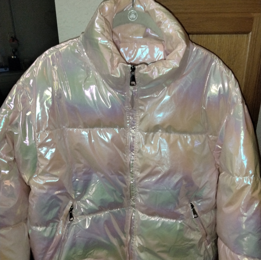 J.inc beautiful pink shiny down jacket size medium
